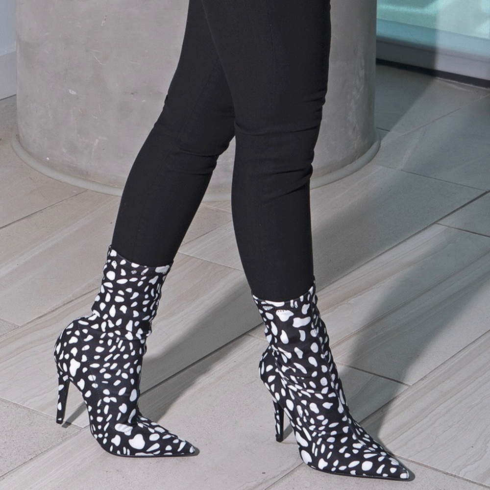Black And White Spotted Booties